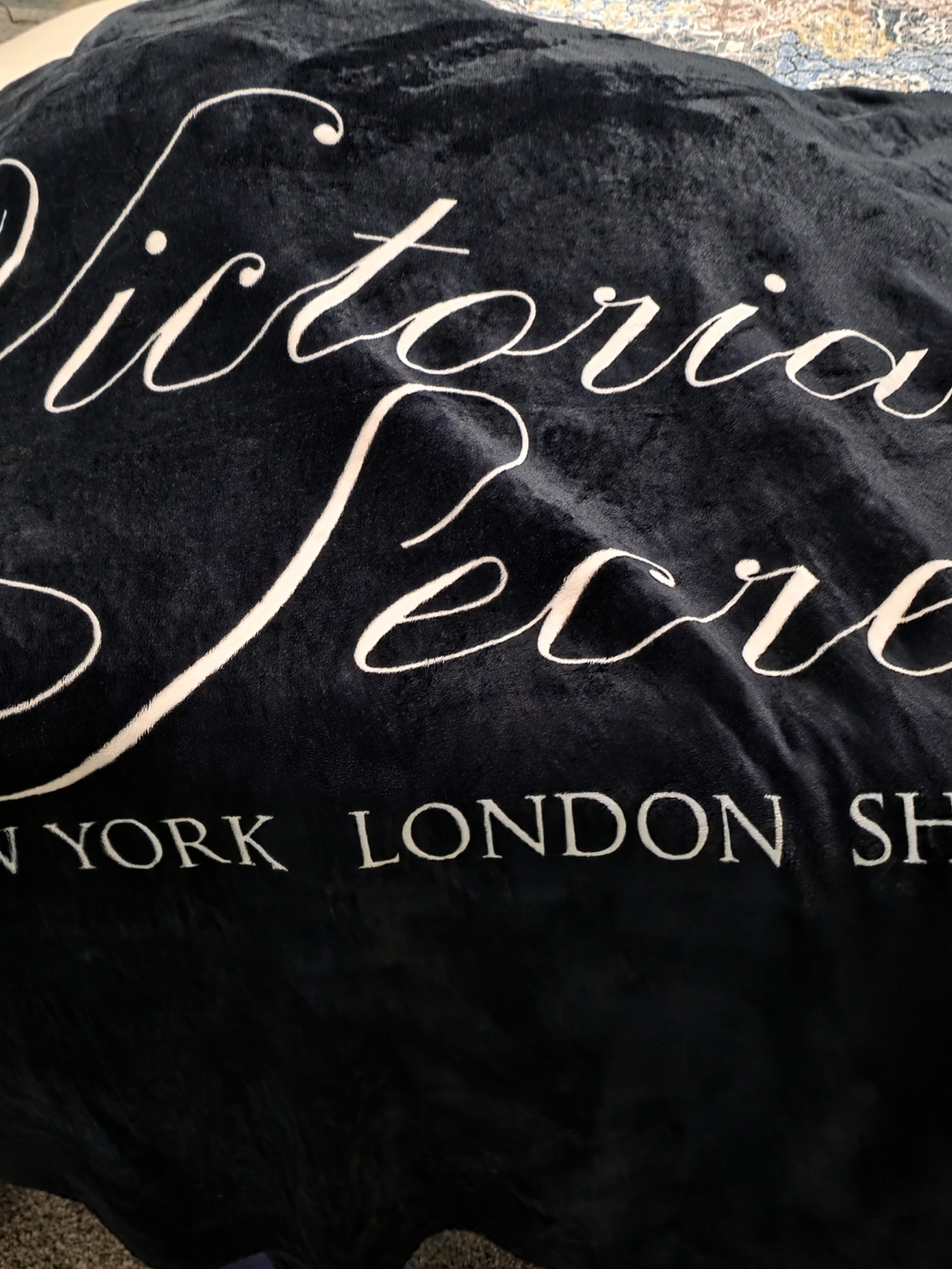 Victoria's Secret Black Velvet Logo Throw